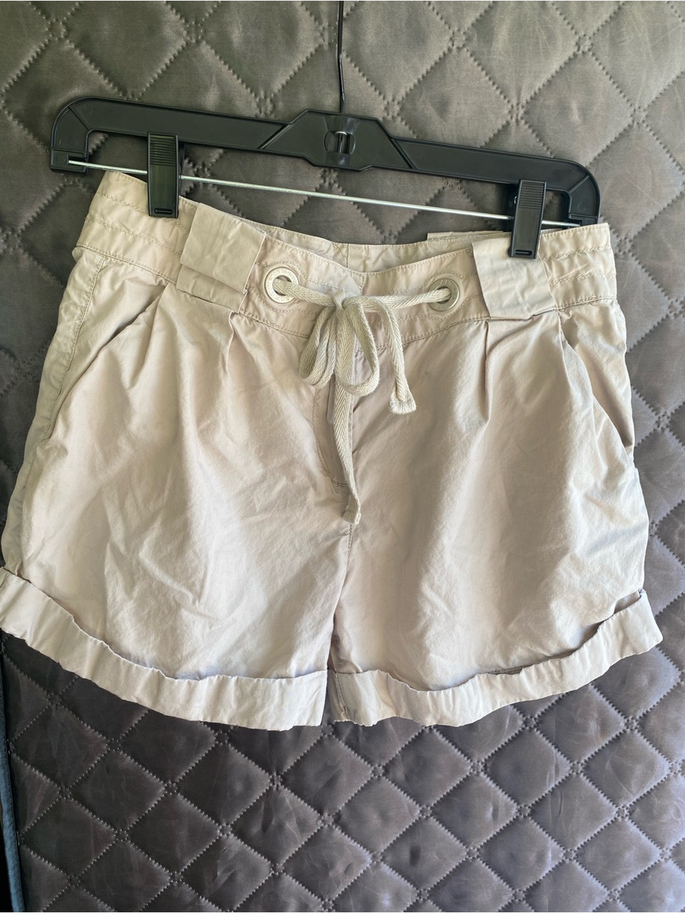 Armani Exchange Y2K Low Rise Khaki Drawstring Shorts 100% Cotton Sz 0